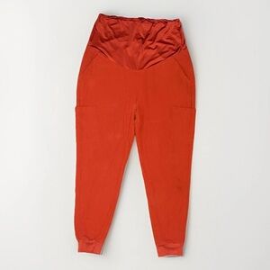 Mandala Orange Maternity Jogger Scrub Pants Size L